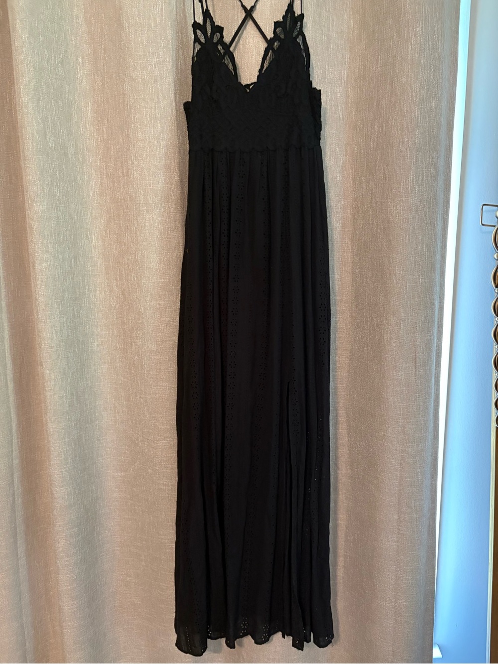 Hummingbird Black Lace Crochet Maxi Dress